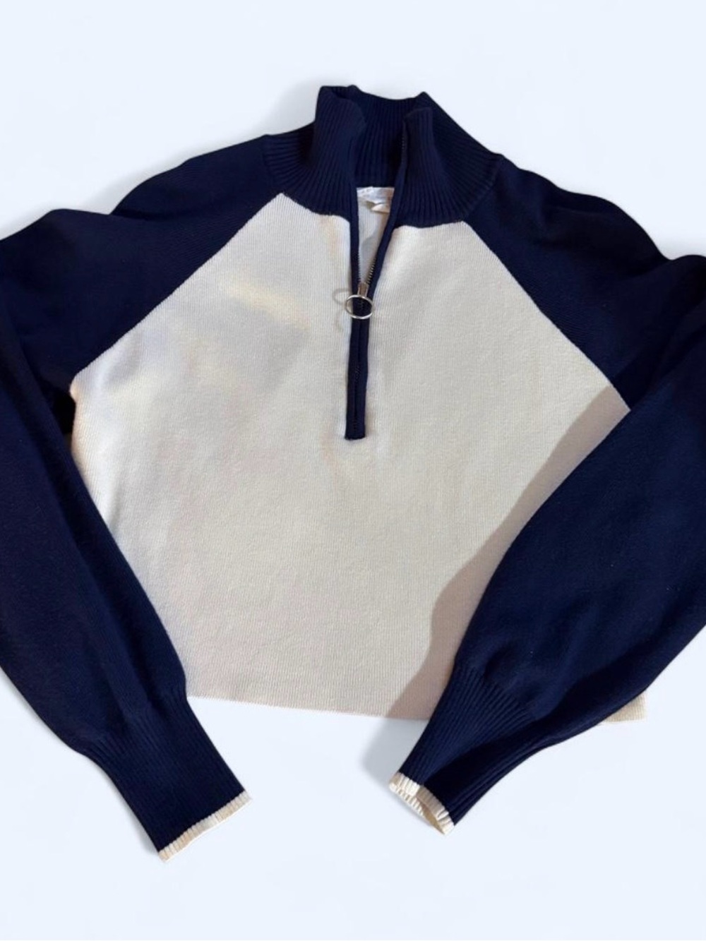 Hippie Rose Navy and Cream Colorblock Wide-Leg Jumpsuit